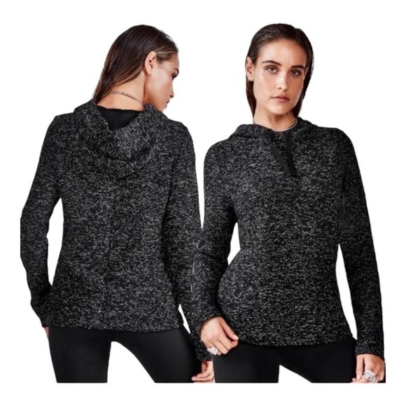 Fabletics Black Marled Knit Yukon Hoodie Sweater - Picture 1 of 5